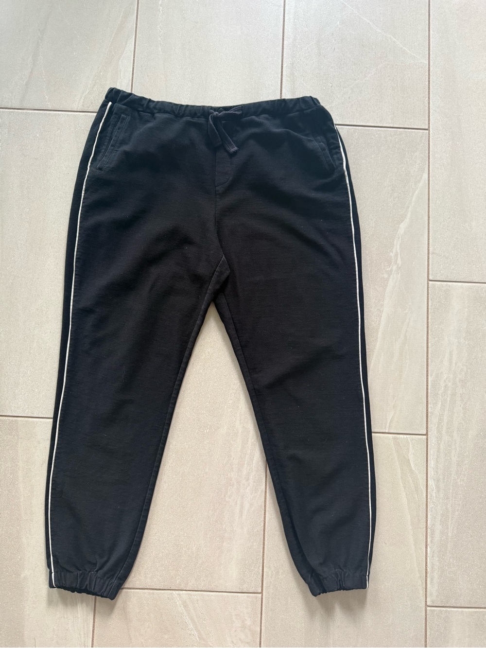 MNG Casualwear Women’s XL Black Jogger Pants White Piping